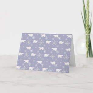 Christmas pattern with polar bears and snowflakes thank you card