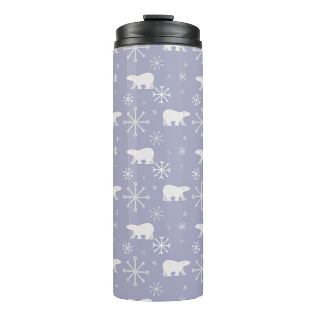 Christmas pattern with polar bears and snowflakes thermal tumbler (Front)