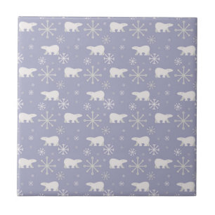 Christmas pattern with polar bears and snowflakes tile