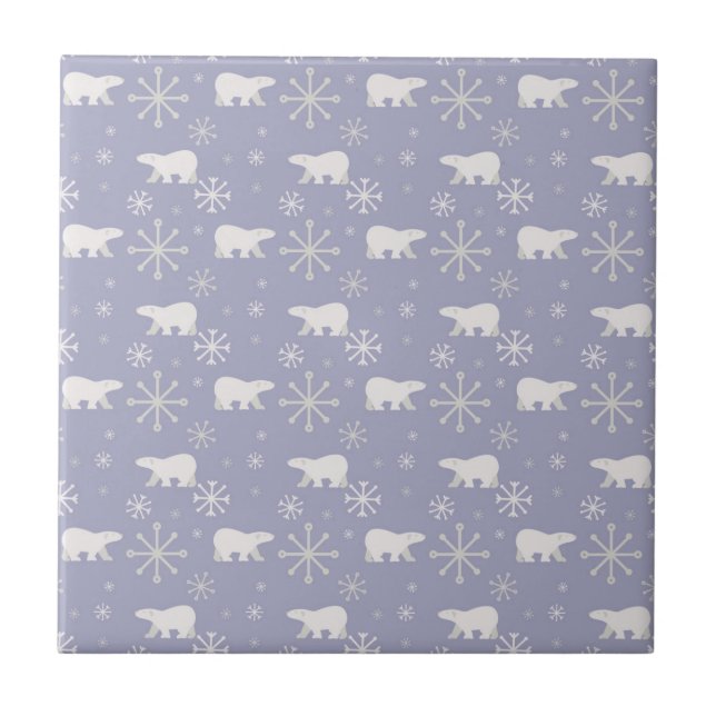 Christmas pattern with polar bears and snowflakes tile (Front)