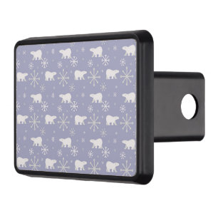 Christmas pattern with polar bears and snowflakes trailer hitch cover