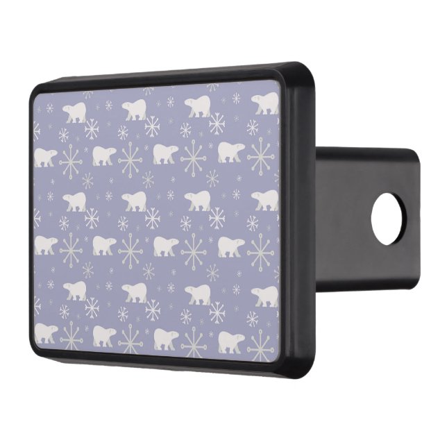 Christmas pattern with polar bears and snowflakes trailer hitch cover (Left)