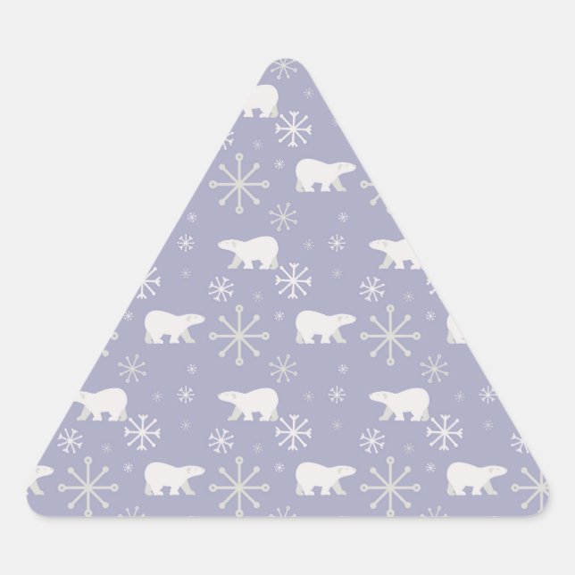 Christmas pattern with polar bears and snowflakes triangle sticker (Front)