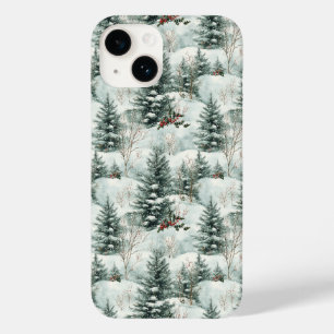Christmas Pattern with Snowy Forest and Pine trees Case-Mate iPhone 14 Case