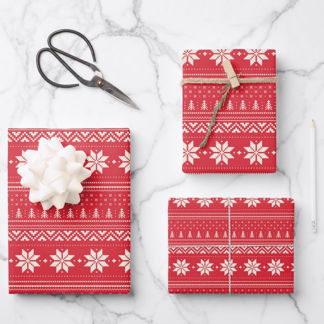 Christmas Pattern Wrapping Paper Sheet (Front)