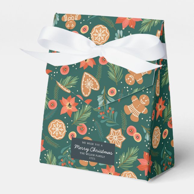Christmas Pattern Xmas Gift Gingerbread Joy  Favor Box (Front Side)