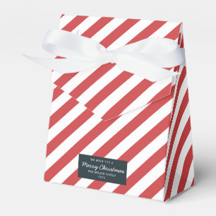 Christmas Pattern Xmas Gift Red Striped  Favor Box