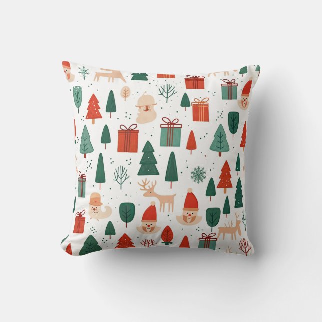 Christmas-patterned Throw Pillow (Front)