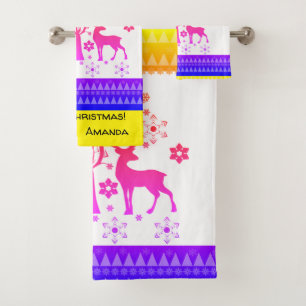 Christmas patterns bath towel set