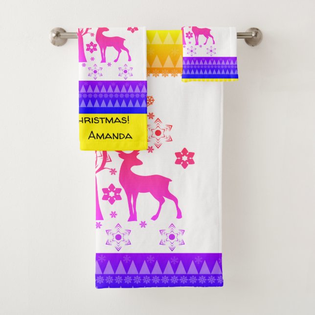 Christmas patterns bath towel set (Insitu)