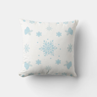 Christmas Patterns Blue Snowflakes Throw Pillow