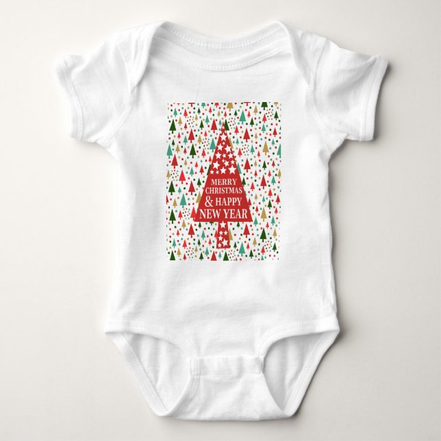 Christmas Patterns - christmas tree Baby Bodysuit (Front)