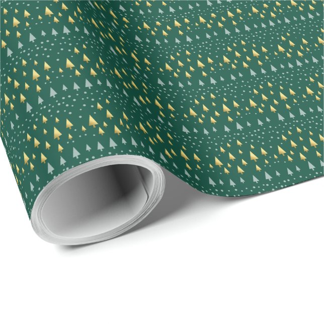 Christmas Patterns of landscape of golden trees Wrapping Paper (Roll Corner)