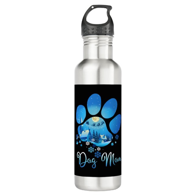 Christmas Paw Dog Mom 710 Ml Water Bottle (Front)