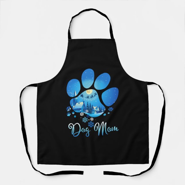 Christmas Paw Dog Mom Apron (Front)