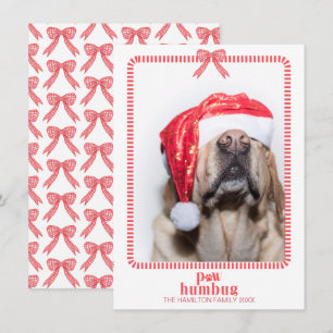 Christmas Paw Humbug Pet Photo Coquette Holiday Card