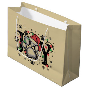 Christmas Paw Joy Gift Ideas Dog Mom Funny Large Gift Bag