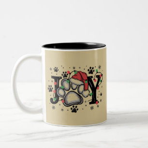 Christmas Paw Joy Gift Ideas Dog Mom Funny Two-Tone Coffee Mug