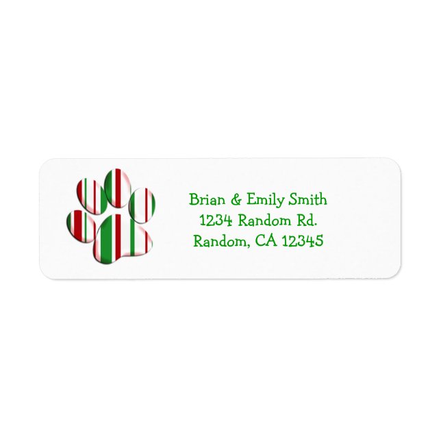 Christmas paw print custom holiday labels (Front)