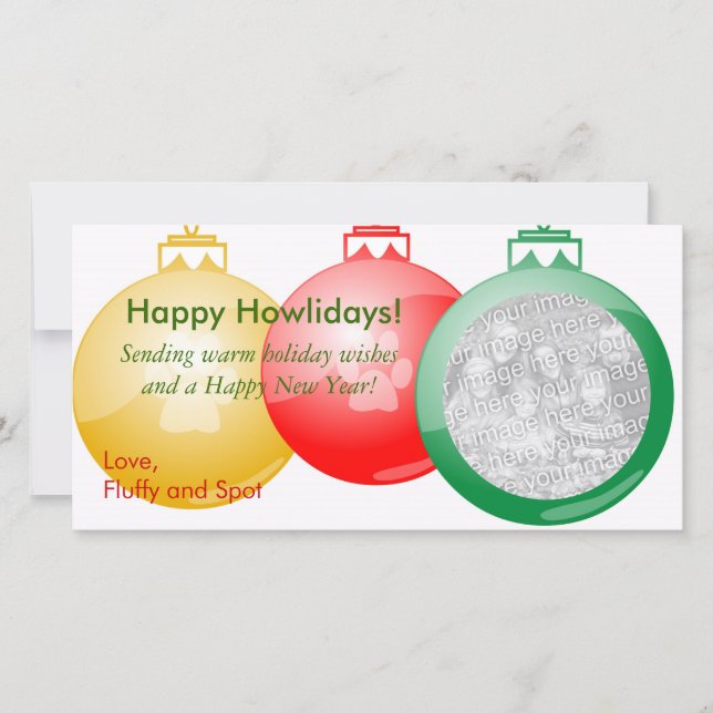 Christmas Paw Print Ornament Photo Cards (Front)