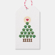 Christmas Paw Print Tree Gift Tags