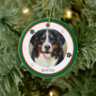 Christmas Paw Prints Custom Pet Photo and Name  Ceramic Ornament