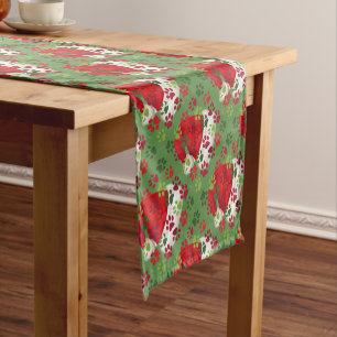 Christmas Paw Prints with Santa Hat Short Table Runner