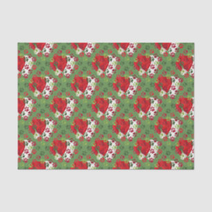 Christmas Paw Prints with Santa Hat Tissue Paper