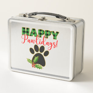 Christmas Pawliday   Happy Holiday for Dog Lover Metal Lunch Box