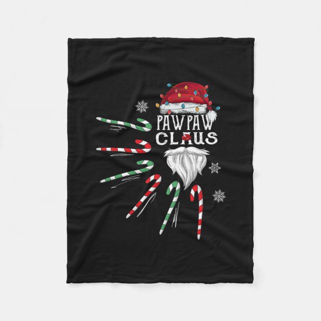 Christmas Pawpaw Claus Pawpaw Beard Candy Cane Fleece Blanket (Front)