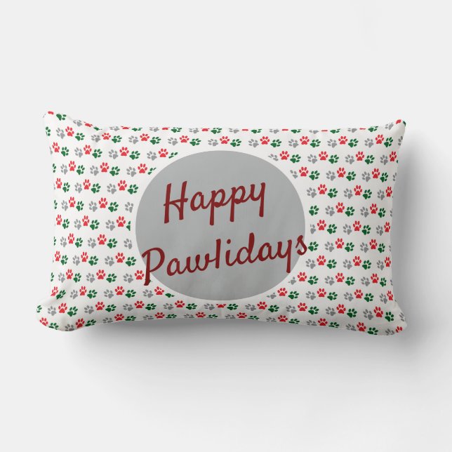Christmas Paws Lumbar Pillow (Front)