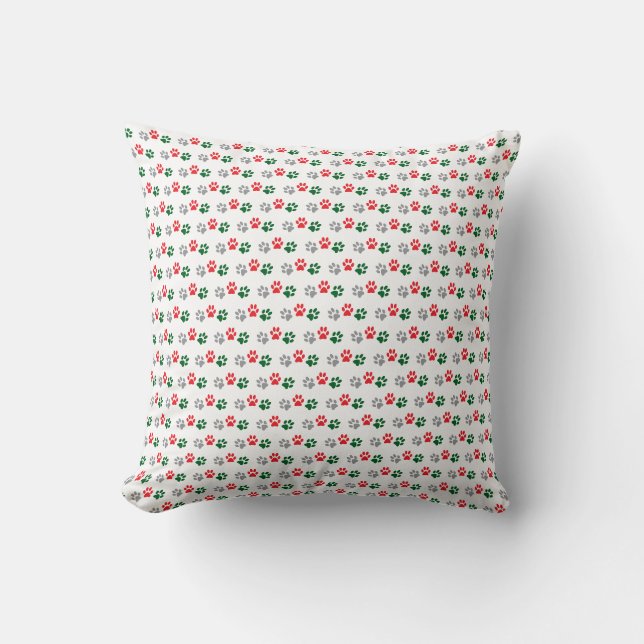 Christmas Paws Throw Pillow (Front)