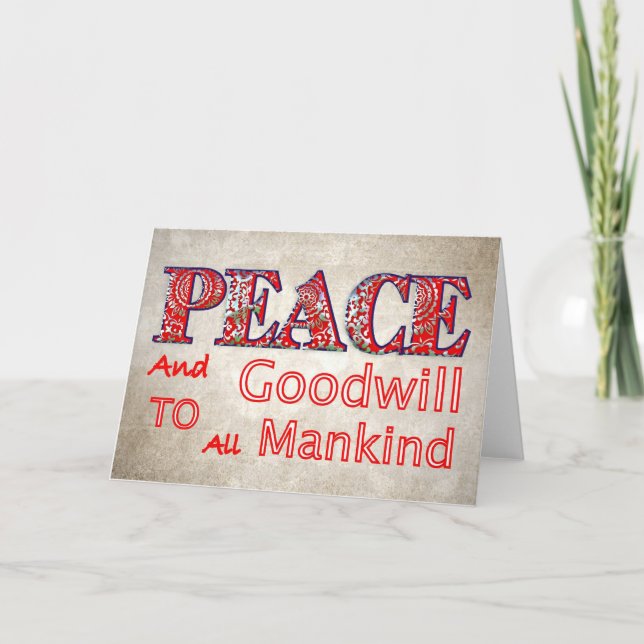 Christmas Peace  Goodwill Christmas Holiday Cards (Front)