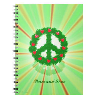 Christmas Peace Hearts Wreath Notebook