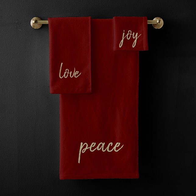 Christmas Peace Love Joie | Gold Festive Dark Red (Créateur téléchargé)