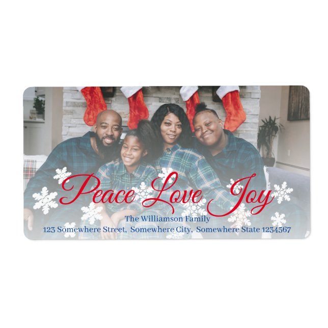 Christmas Peace Love Joie Rouge Script Votre Photo (Devant)
