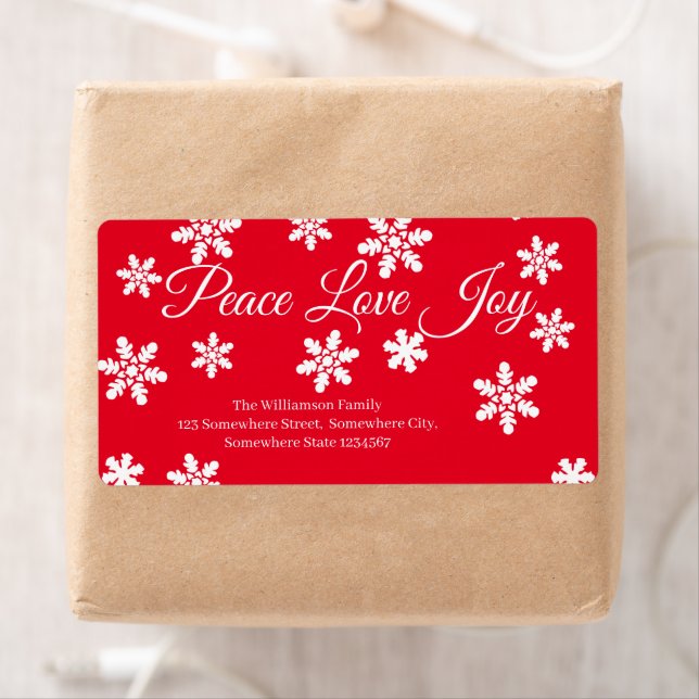 Christmas Peace Love Joy White Snowflake Script (En situation)