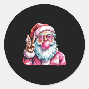 Christmas Peace Sign Hand Santa Claus Nk Bubble Gu Classic Round Sticker