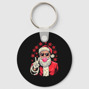 Christmas Peace Sign Hand Santa Claus Nk Bubble Gu Keychain