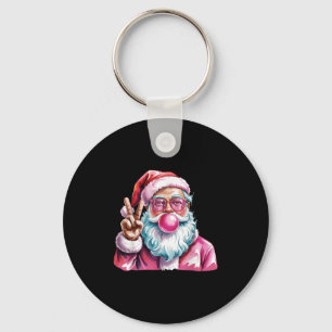 Christmas Peace Sign Hand Santa Claus Nk Bubble Gu Keychain