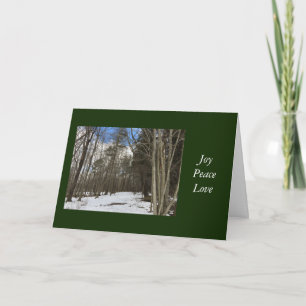 Christmas Peace Winter Scene Green Holiday Card