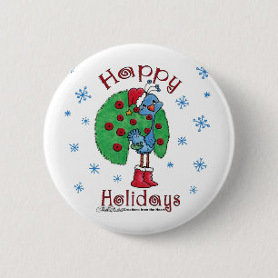 Christmas Peacock 2 Inch Round Button