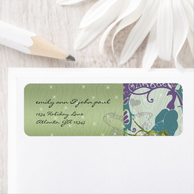 Christmas Peacock Return Address Labels (Insitu)