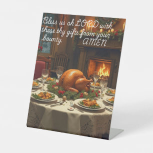 Christmas pedestal table prayer sign