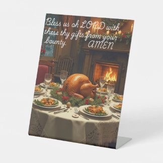 Christmas pedestal table prayer sign