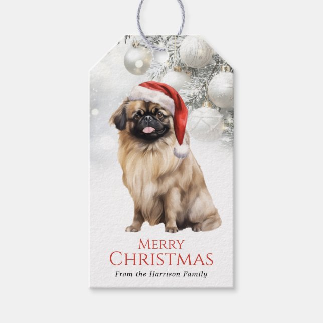 Christmas Pekingese Dog Gift Tags (Front)