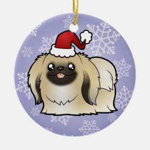 Christmas Pekingese (show cut) Ceramic Ornament