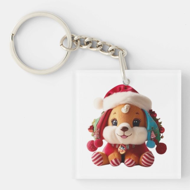 Christmas Peluche's Key in the Form of a Dog Keychain (Front)