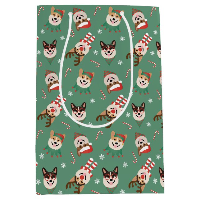 Christmas Pembroke Welsh Corgi Dogs Medium Gift Bag (Front)
