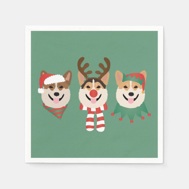 Christmas Pembroke Welsh Corgi Dogs Napkin (Front)